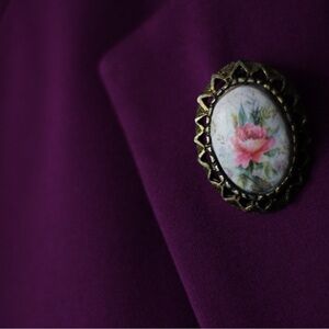 Vintage Rustic Limoges Flower Brooch,Collectible Victorian Costume Jewelry